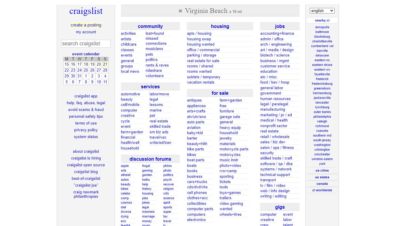 craigslist: Virginia Beach jobs, apartments, for sale, services ...